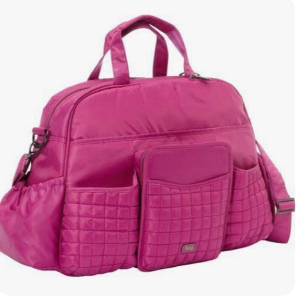 LUG Diaper Bag Shoulder Purse Travel Bag Berry Pink Gym Carryall Ovenight